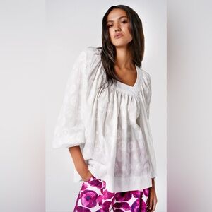Smythe Square Neck White Embroidered Tunic NWT